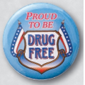 Stock 2 1/4" Drug Free Celluloid Button - Proud to be Drug Free
